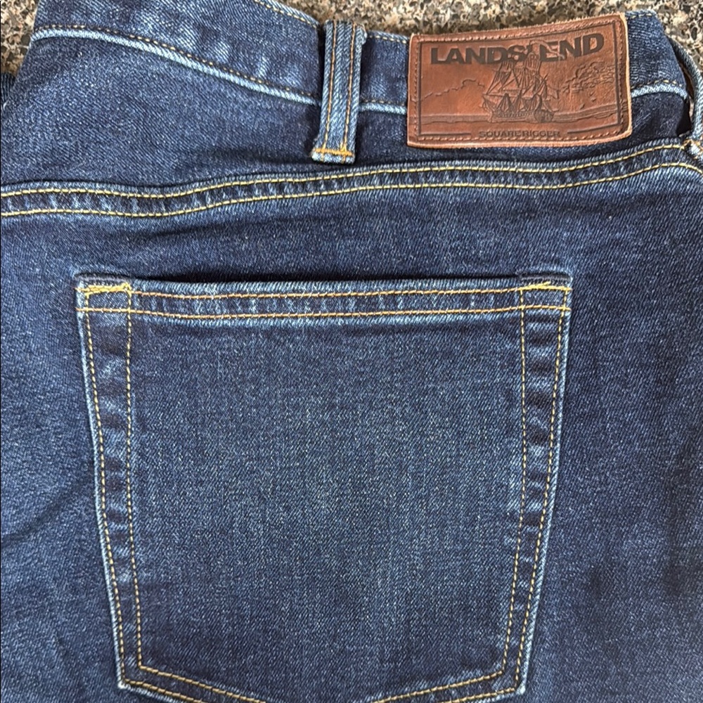 Lands' End Blue Jeans Classic Medium-Dark Wash Slim Fit
